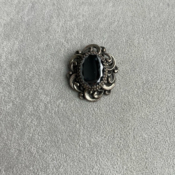 Vintage Danecraft Hematite Sterling Brooch Pendant - Picture 1 of 8